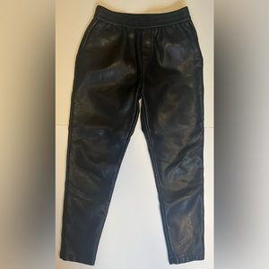 Black Faux Leather Jogger Pants